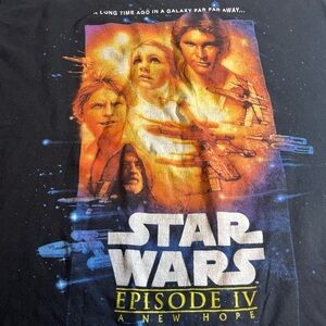 Star Wars Black Tee with White Logo Print